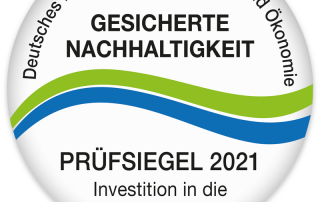 Prüfsiegel für gesicherte Nachhaltigkeit 2021 Prinz Eugen Energiepark